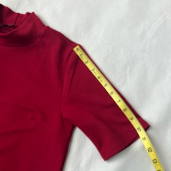 Shein Ribbed Mock Turtleneck Top Size S Deep Red - Picture 5 of 6